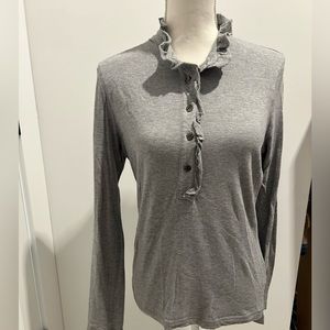 Tory Burch long sleeve ruffle neck knit top